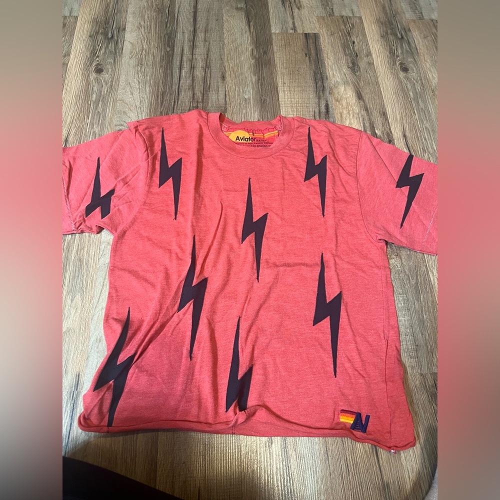 Aviator Nation Red Tee with Black Accents